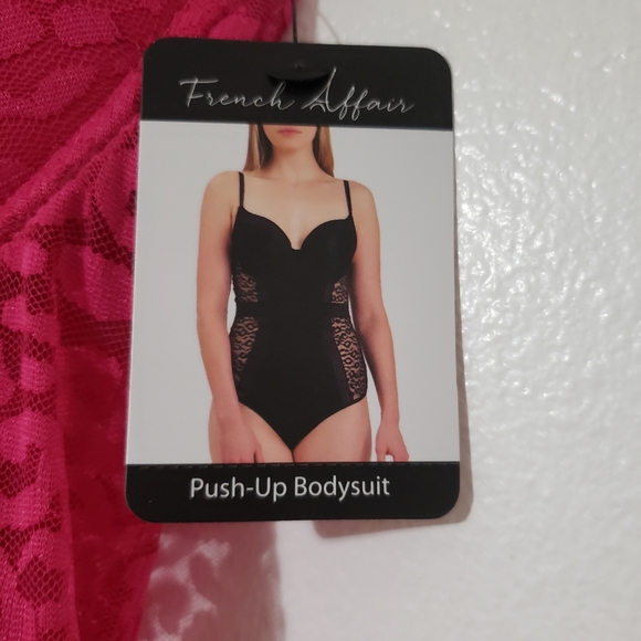 FRENCH AFFAIR Push Up BodySuit Lacey Cheetah Print Pink - Picture 13 of 16